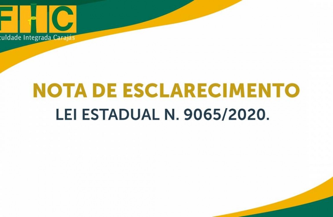 NOTA DE ESCLARECIMENTO - LEI ESTADUAL Nº 9065-2020